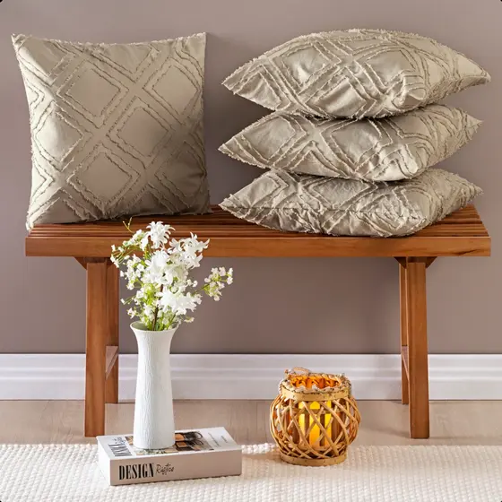 Kit 4 Almofadas Decorativas 45x45 cm Tecido Micropercal 300 Fios Zíper Invisível Sofá Sala Cama