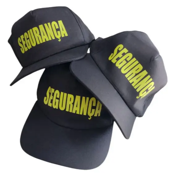 Boné Brim Preto SEGURANÇA Unissex , resistência e proteção, regulador de plástico ótima qualidade e praticidade