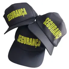 Boné Brim Preto SEGURANÇA  Unissex , resistência e proteção, regulador de plástico ótima qualidade e praticidade