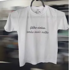 Camiseta infantil filho único unissex algodão