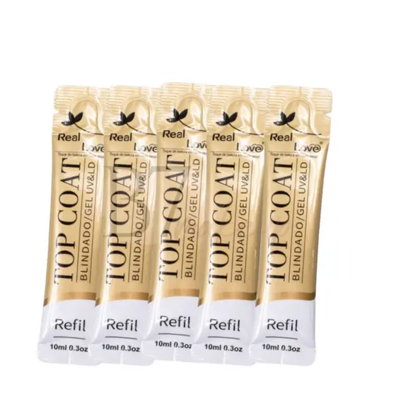 Top Coat Blindado Real Love – Kit com 5 Un | Não Risca + Brilho Espelhado | Atacado