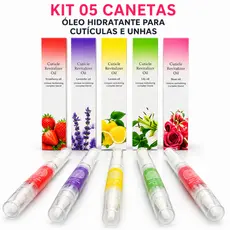 Caneta Óleo Cutículas Kit 5 Hidratante Unhas Profissional Fortalece Hidrata Unhas