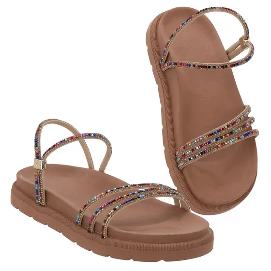 Sandálias feminina elegante confortável adulto plataforma strass papete mulher macia