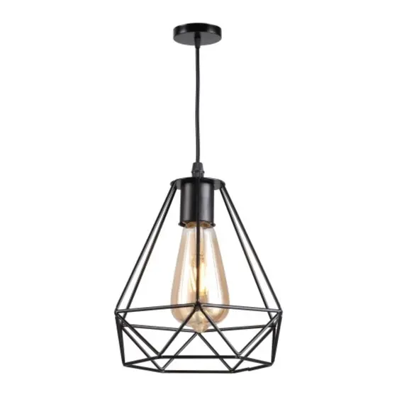 Luminaria Lustre Pendente aramado Chip Preto 20Cm