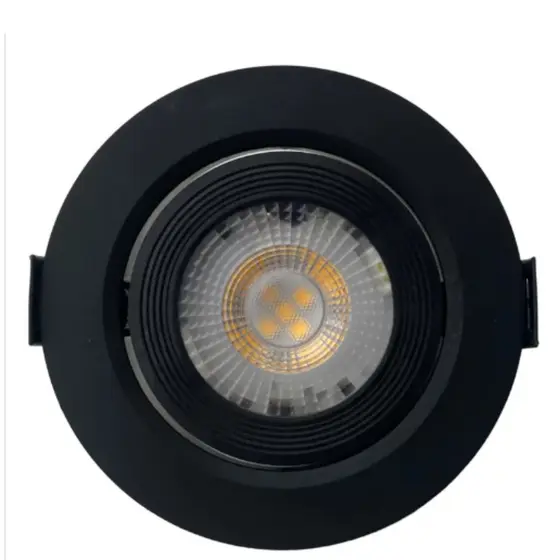Luminaria Spot LED Slim 5W 2700K Redondo Preto Embutir