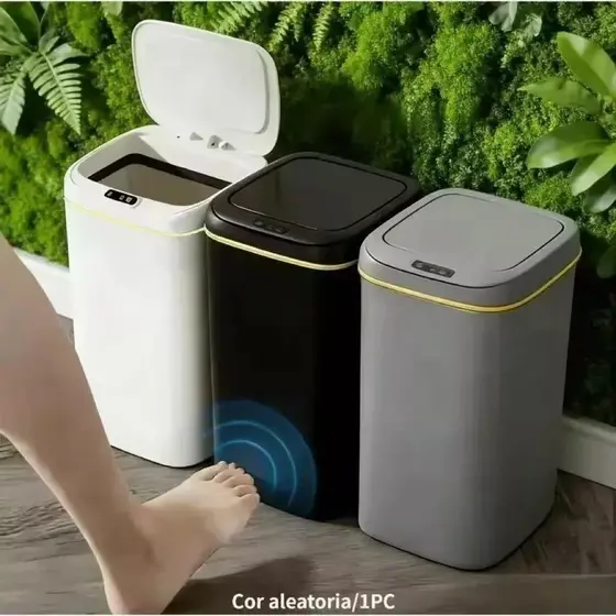 Lixeira Inteligente 16L Recarregável para com Sensor Automático Banheiro Cozinha Higiênica Casa Escritório Cozinha