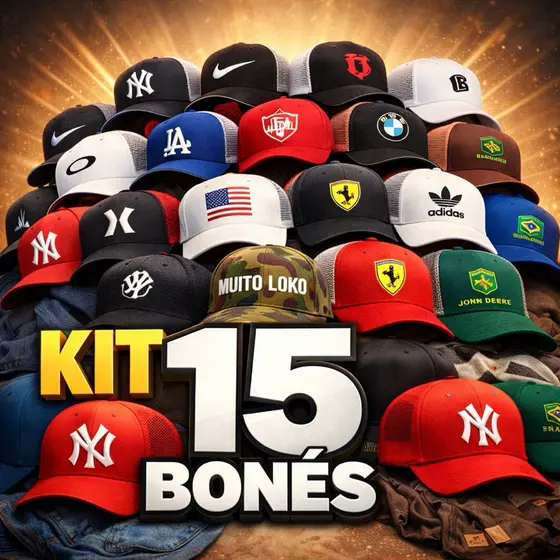 🎁 KIT 15 BONÉS – O PRESENTE PERFEITO OU SUA OPORTUNIDADE DE LUCRO!