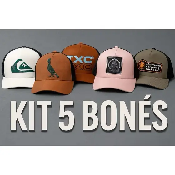 🔥🚨Kit 5 Bonés Masculinos – Esporte lazer para Hombre y Mujer | Colores y Diseños Variados 5pcs Caps Mix – Trendy Hats