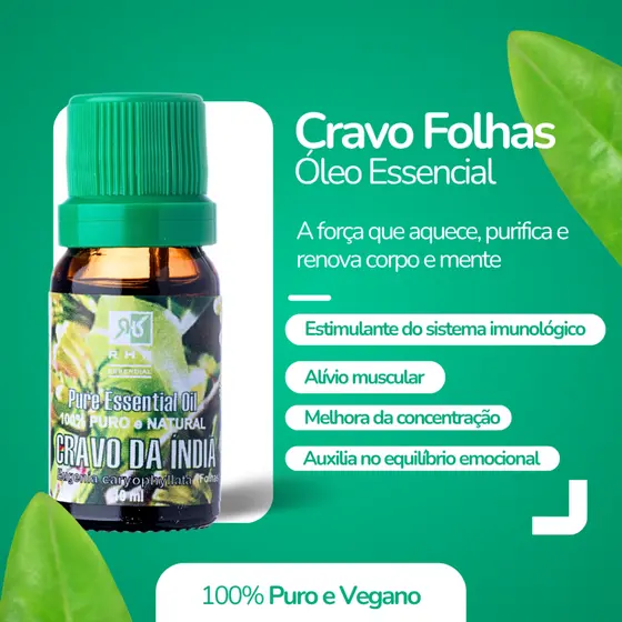 Óleo Essencial Cravo Da Índia Folhas 5ml - 100% Puro