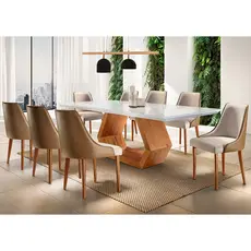 Sala de Jantar Ane 220CM 8 Cadeiras Esmeralda Moderna
