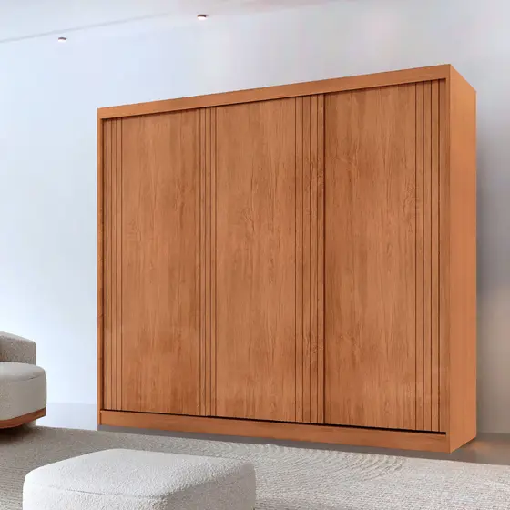 Guarda Roupa Casal Connor 100% MDF 3 Portas de Correr Moderna Mobília