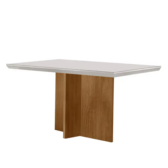 Mesa para Sala de Jantar Olimpia 120cm em MDF e Vidro Canto Reto