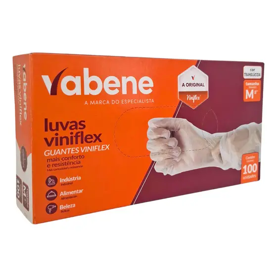 Luva Viniflex Tpe Descartável Vabene Tamanho M Cartucho 1 X 100 Unidades
