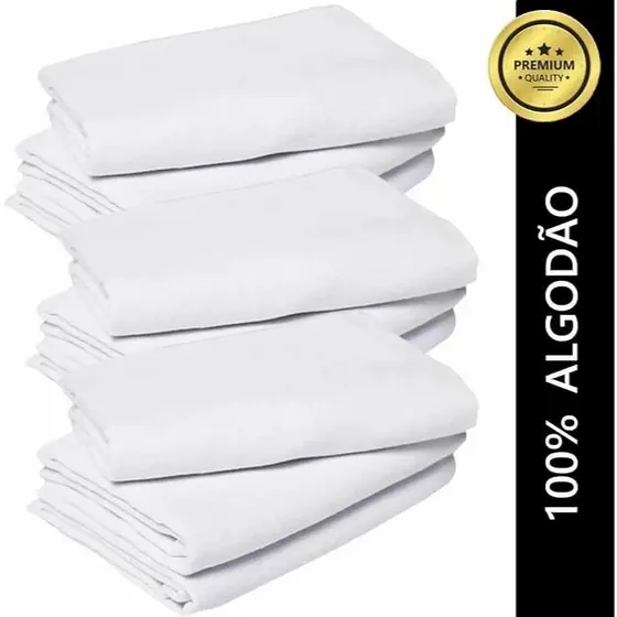 Kit 10 Pano de Chão Grande Grosso Saco 40x65, tamanho M, saco grosso, alvejado, limpeza de casa, escritório, 100% algodã