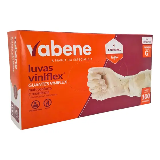 Luva Viniflex Tpe Descartável Vabene Tamanho G Cartucho 1 X 100 Unidades