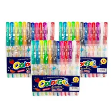 Canetinhas Glitter Gel Estojo c/6 8 12 24 unidades Glitter e Cheiro de Fruta - Colorgel