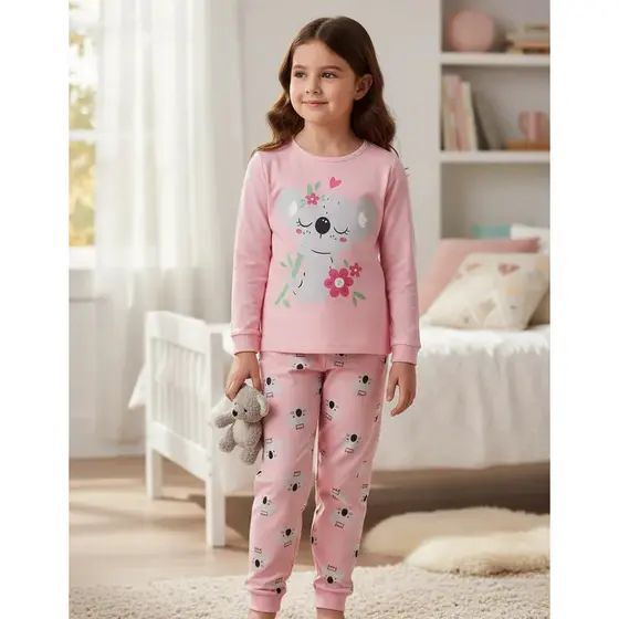 Pijama Infantil Feminino Inverno Coala - Hey Kids Rosa Claro