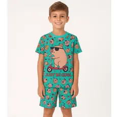 Pijama Infantil Masculino Verão Capivara Patinete