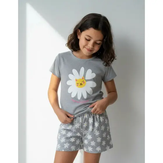 Pijama Infantil Feminino Verão Have a Nice Daisy - Hey Kids - Mescla