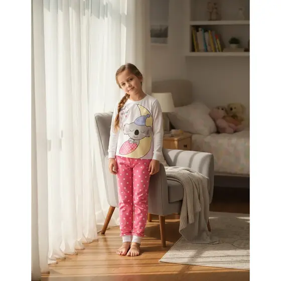 Pijama Infantil Feminino Inverno Good Night - Hey Kids Branco