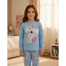 Pijama Infantil Feminino Inverno Coala - Hey Kids Azul Claro