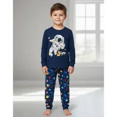 Pijama Infantil Masculino Inverno Astronauta - Hey Kids Azul