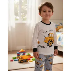 Pijama Infantil Masculino Inverno Let's Work - Hey Kids Branco