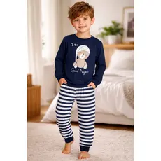 PIJAMA INFANTIL MASCULINO GOOD NIGHT COM PUNHO AZUL