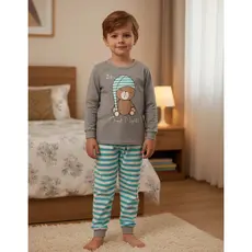 PIJAMA INFANTIL MASCULINO GOOD NIGHT COM PUNHO MESCLA