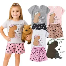 Pijama Infantil Feminino Verão Capivara