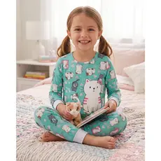 PIJAMA INFANTIL FEMININO GATINHO COM PUNHO