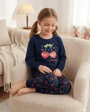 PIJAMA INVERNO FEMININO COM PUNHO CEREJA