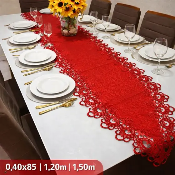 Caminho de Mesa Vermelho Luxo Vários Tamanhos - Decoração Elegante Mesa Posta Promoção