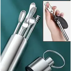 Kit 6 pcs de ferramentas portáteis de aço inoxidável para limpeza de ouvidos.