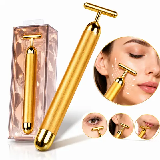Dispositivo de Massagem Elétrica Massageador Facial Vibração Afina Rosto Bastão Mágico Anti-olheira