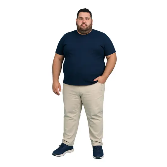 Calça de Sarja Plus Size  Masculina Alfaiataria Sport fino Casual Com Elastano