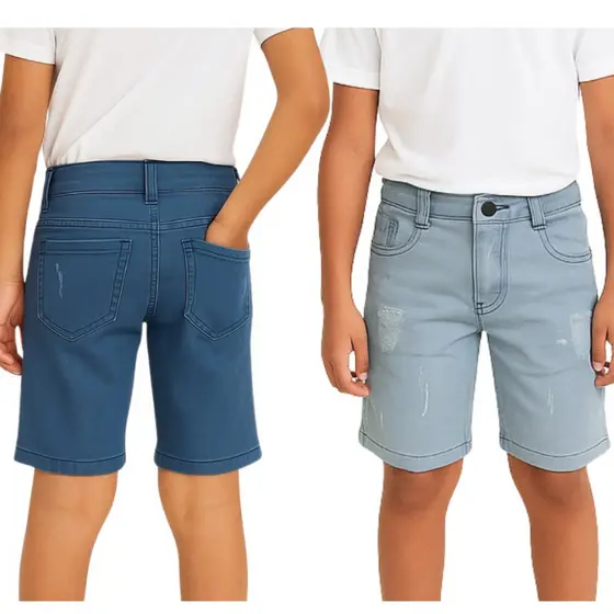 KIT 2 SHORTS SARJA MASCULINOS BERMUDA JEANS JUVENIL