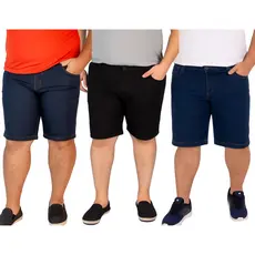 Kit 3 Bermuda Short Plus Size Elastano Sport Fino Calção Sarja Alfaiataria