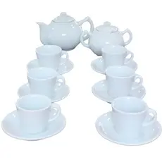 Jogo Café e Chá Mesa Posta- Bule Chaleira 400ML + Açucareiro 250ml + Jogo 6 xícaras 80ml cônica reta com pires