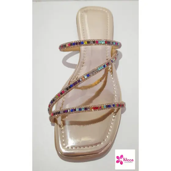 TAMANCO RASTEIRA COM STRASS COLORIDO EM Z
