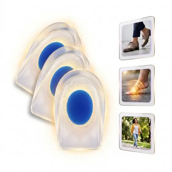 Kit 3 Pares Palmilha Calcanheira de Silicone Gel Ortopédica Esporão Dor