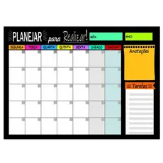 Quadro Planejador de Metal Mensal 29x40cm + Caneta Apagável – Planner de Parede Organização e Rotina