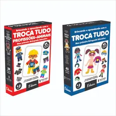 Kit 2 Brinquedos Educativos “Troca Tudo” – Menino e Menina, Profissões e Animais em MDF Pedagógico Infantil