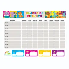 Quadro De Rotina Infantil De Parede Atividade Para Incentivo Quadro de Recompensa 4 Temas 30 x 40 cm