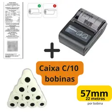 Mini Impressora Térmica 58mm P/ Celular E Pc +10 Bobinas Térmicas