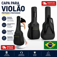 Capa Bag Case Mochila para Violão Classico Folk Guitarra Acolchoada Com Alças e Bolsos