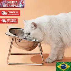 Comedouro Elevado Inox para Gatos e Cães Tigela em Aço Inoxidável Bebedouro e Pote para Ração De Pet