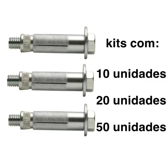 Kits Parabolt Chumbador 1/4" x 2" Fixação Pesada em Concreto – Bucha com Parafuso Aço Zincado