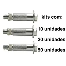 Kits Parabolt Chumbador 1/4" x 2" Fixação Pesada em Concreto – Bucha com Parafuso Aço Zincado