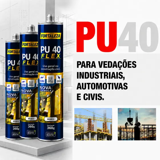 PU 40 Cola Selante Para Vedação 360gr Branco, Cinza, Preto